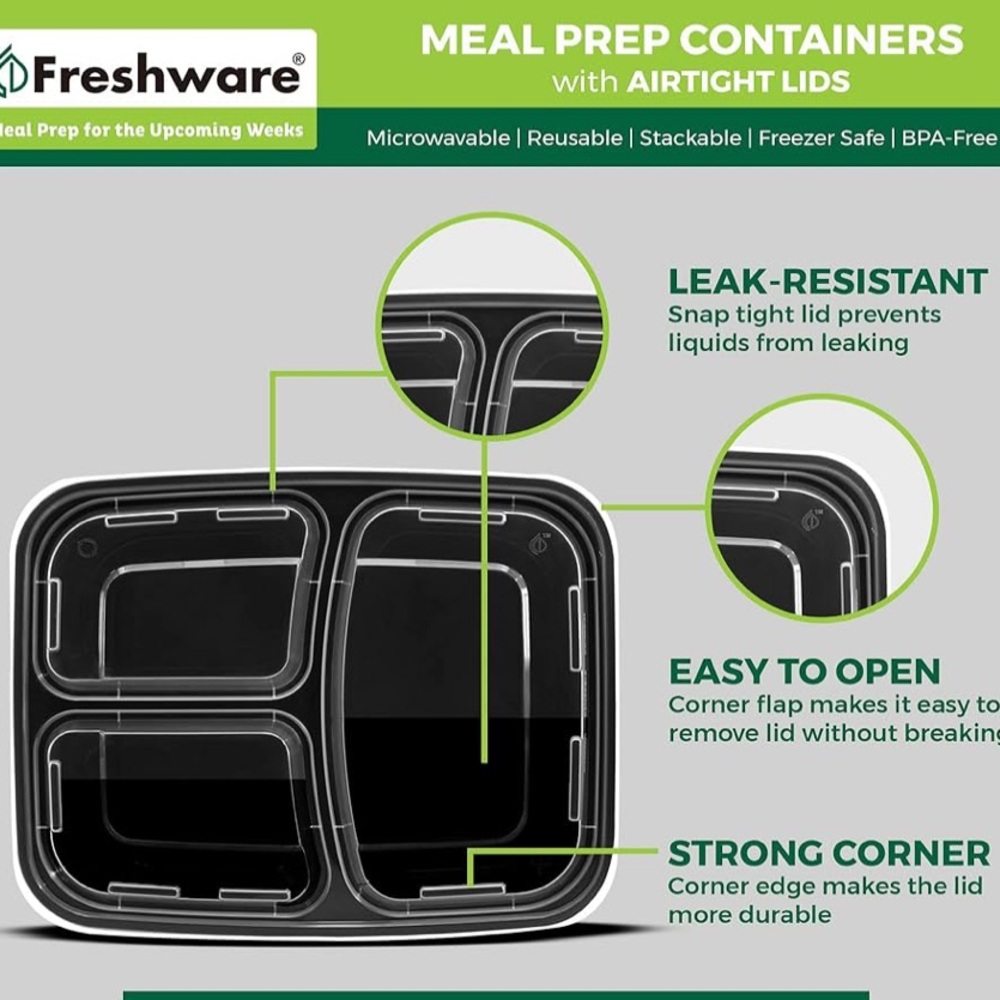 Freshware Meal Prep Containers- Set of 6